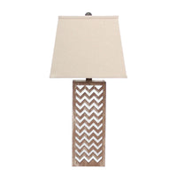 6 X 6 X 27.5 Tan Metal Mirror - Table Lamp