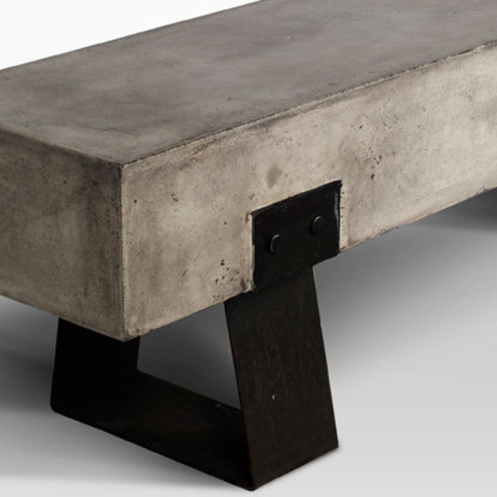 18" Concrete And Metal Bench