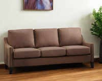 68" Gray Linen Sofa With Black Legs