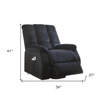 34" Gray Velvet Power Heated Massage Recliner