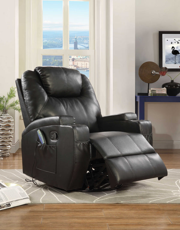 34" Brown Faux Leather Heated Massage Home Theater Recliner