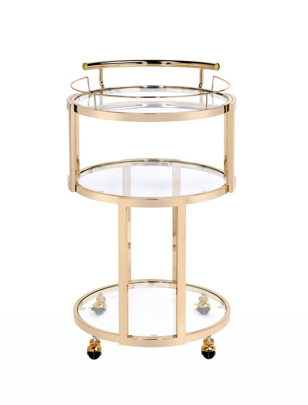 40" X 16" X 37" Gold And Clear Glass Serving Cart