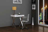 27" White and Silver Writing Desk