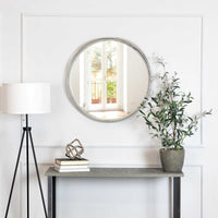 30" Silver Round Framed Accent Mirror