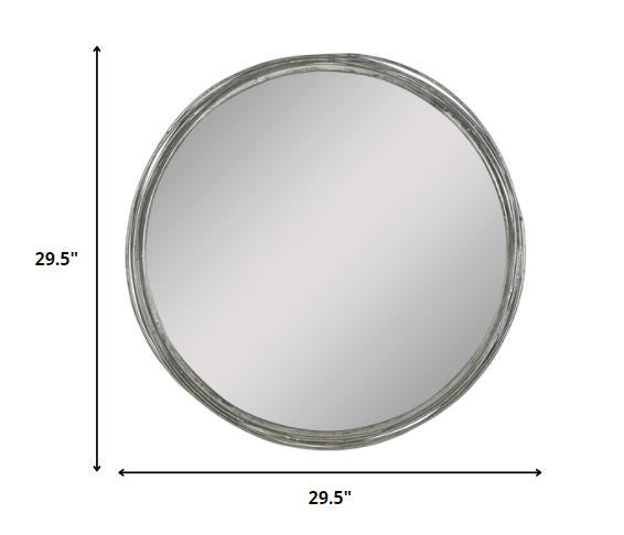 30" Silver Round Framed Accent Mirror