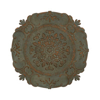 Distressed Green European Medallion Metal Wall Decor