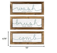 Rustic Set Of 3 Grooming Instructions Bathroom Wall Art