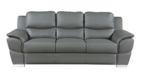 85" Gray Leather Sofa With Silver Legs