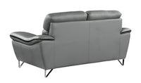 86" Gray Leather Sofa With Silver Legs