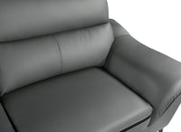 86" Gray Leather Sofa With Silver Legs