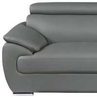 86" Gray Leather Sofa With Silver Legs