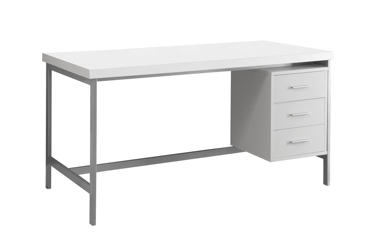 30" White and Gray Computer Desk With Three Drawers