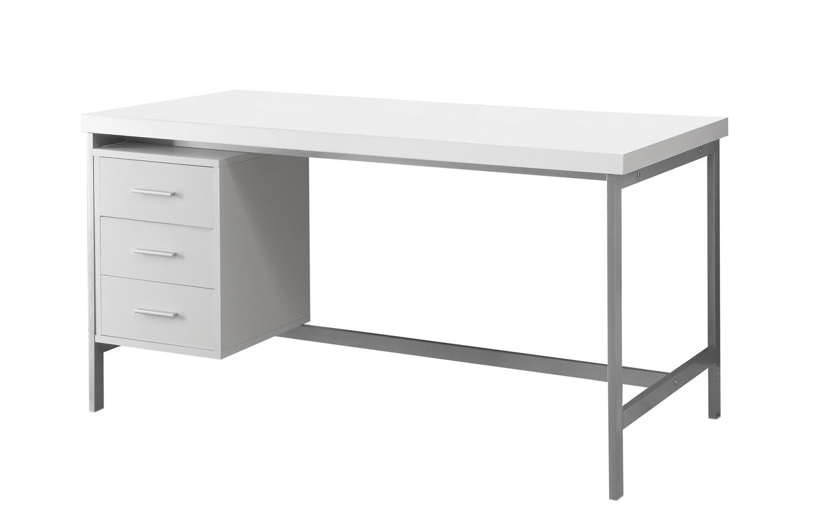 30" White and Gray Computer Desk With Three Drawers