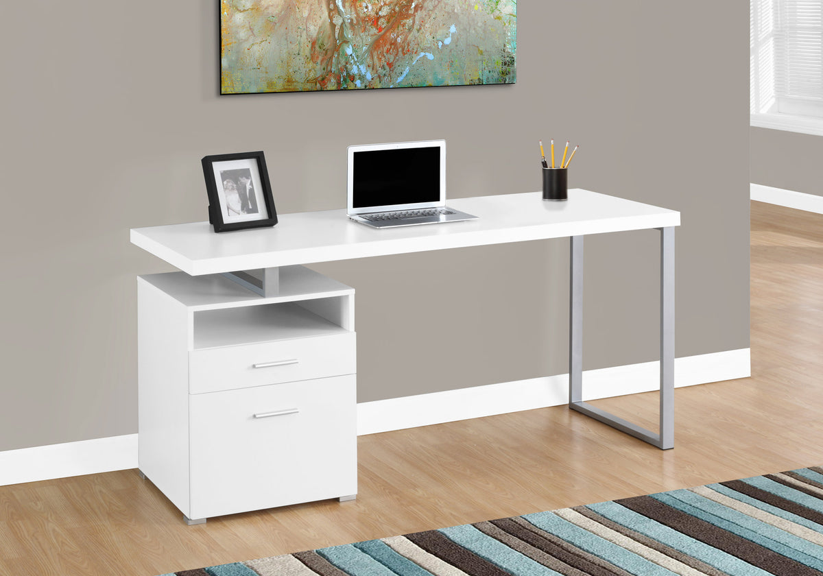 24" Dark Brown and Silver Computer Desk With Two Drawers