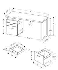 24" Dark Brown and Silver Computer Desk With Two Drawers