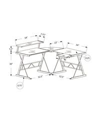 23" Clear and Black Glass L Shape Computer Desk