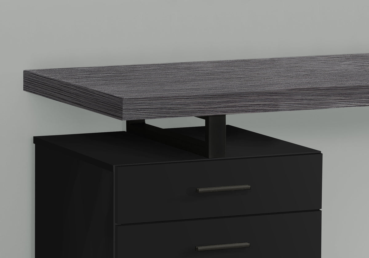 24" Gray and Black Computer Desk With Three Drawers