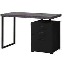 24" Gray and Black Computer Desk With Three Drawers