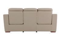 90" Beige Faux Leather Sofa With Brown Legs