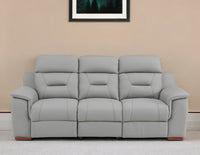 90" Gray Faux Leather Sofa With Brown Legs