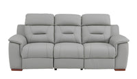 90" Gray Faux Leather Sofa With Brown Legs