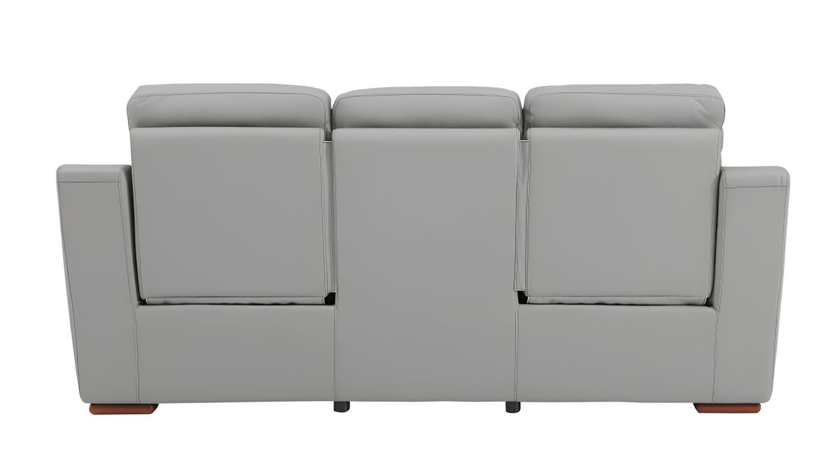 90" Gray Faux Leather Sofa With Brown Legs