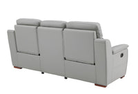 90" Gray Faux Leather Sofa With Brown Legs