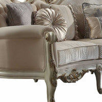 52" Pearl Fabric Striped Sofa With Champagne Legs