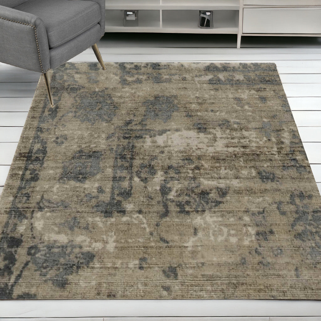 9' X 13' Viscose Sand Or Blue Area Rug