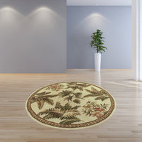 5' Round  Wool Ivory  Area Rug