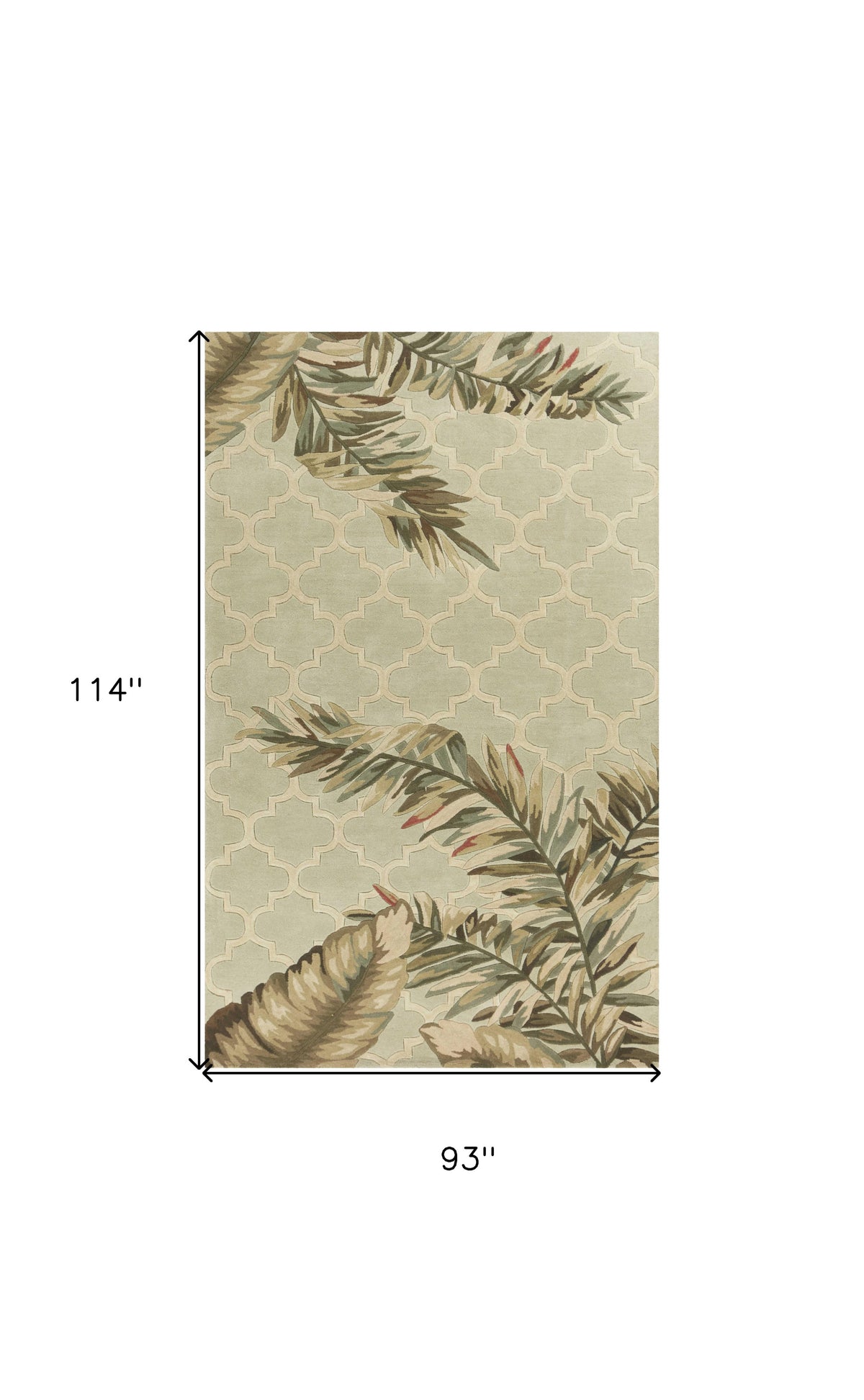 5' X 8' Sage Green Hand Tufted Tropical Quatrefoil Indoor Area Rug