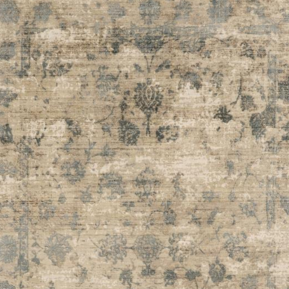 9' X 13' Viscose Sand Or Blue Area Rug