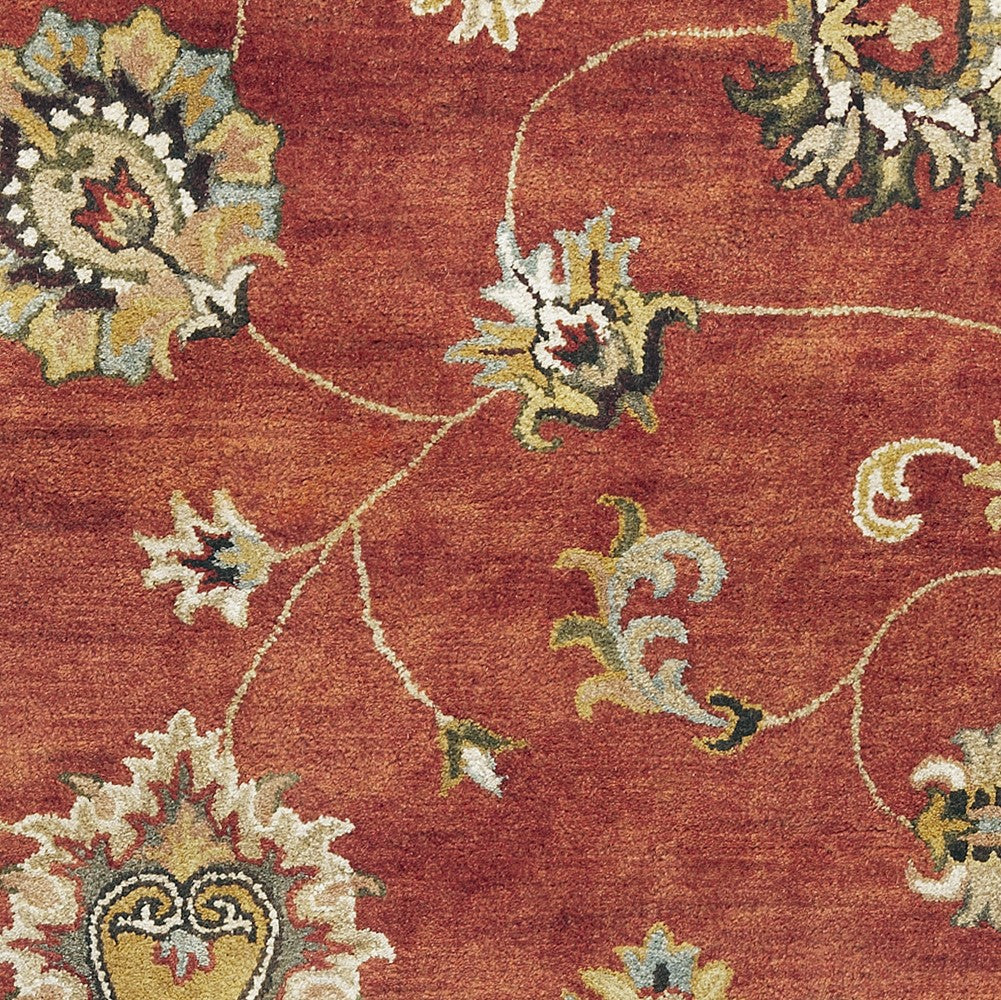 5' X 8' Sienna Floral Vine Wool Indoor Area Rug