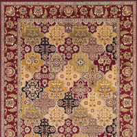 5' X 8' Red Floral Panel Bordered Area Rug