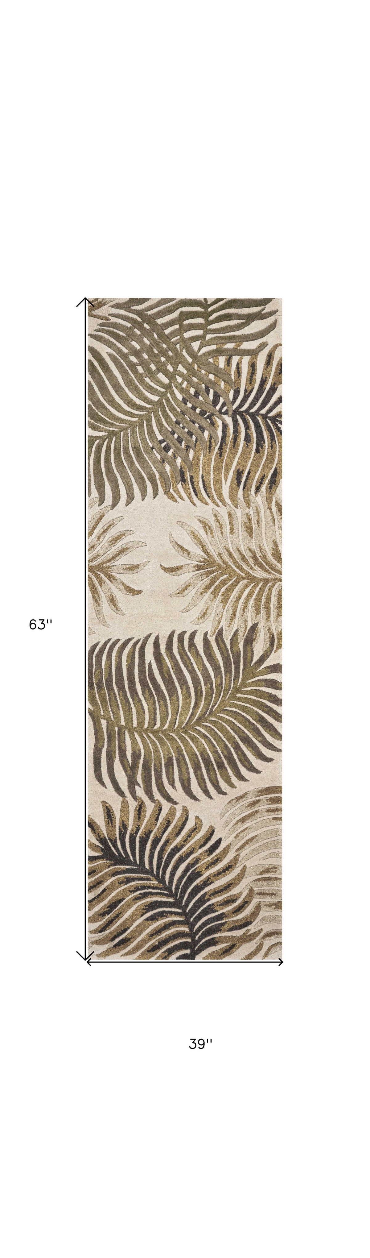 5'X8' Natural Beige Hand Tufted Tropical Leaves Indoor Area Rug