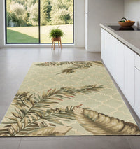 5' X 8' Sage Green Hand Tufted Tropical Quatrefoil Indoor Area Rug