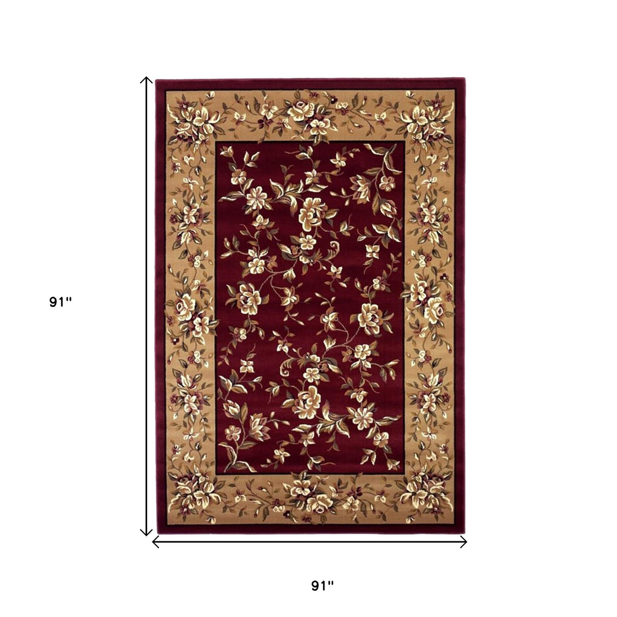 2'X3' Red Beige Machine Woven Floral Traditional Indoor Accent Rug