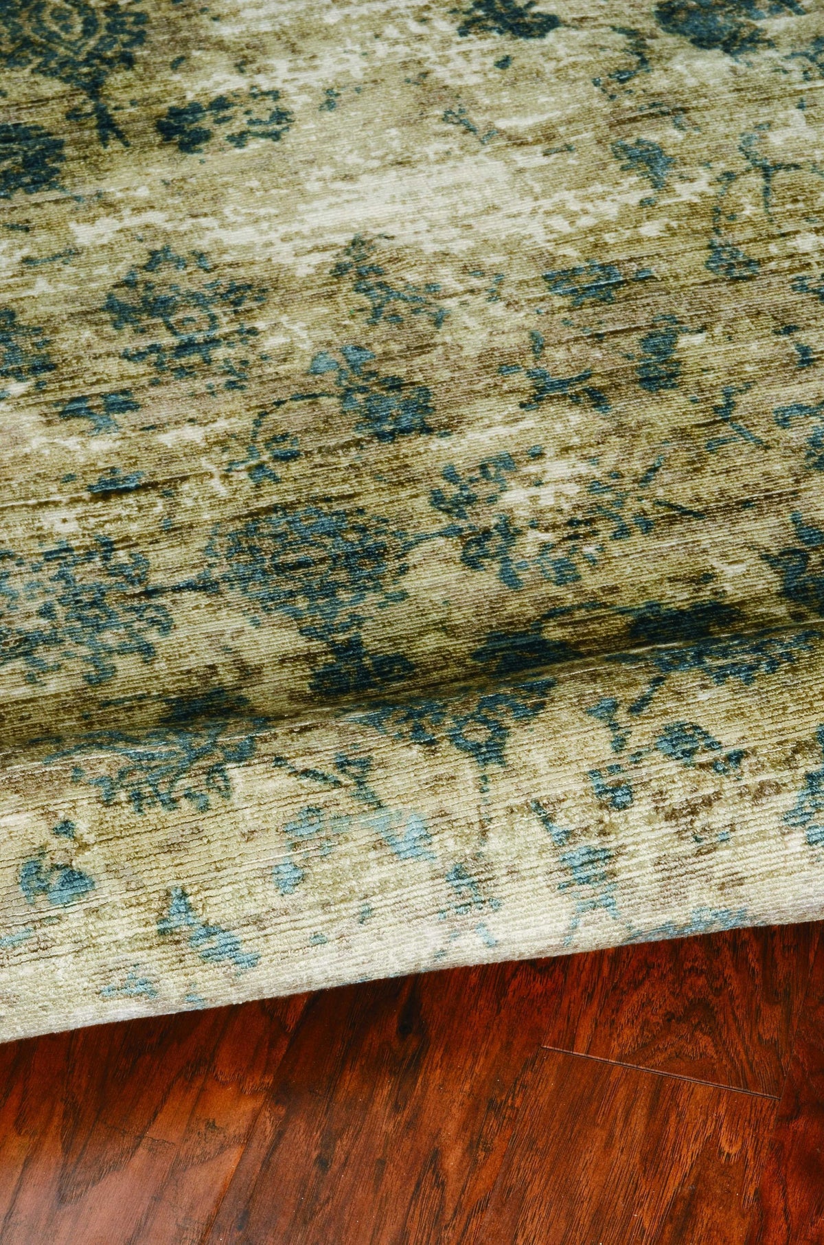 9' X 13' Viscose Sand Or Blue Area Rug