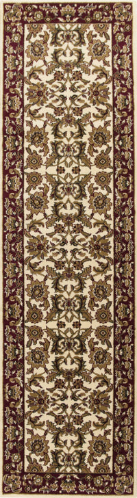 5'X8' Ivory Red Machine Woven Floral Traditional Indoor Area Rug