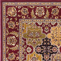 5' X 8' Red Floral Panel Bordered Area Rug