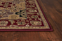 5' X 8' Red Floral Panel Bordered Area Rug