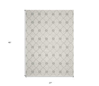 5'X7' Ivory Hand Tufted Wool Ogee Indoor Area Rug