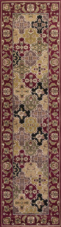 5' X 8' Red Floral Panel Bordered Area Rug