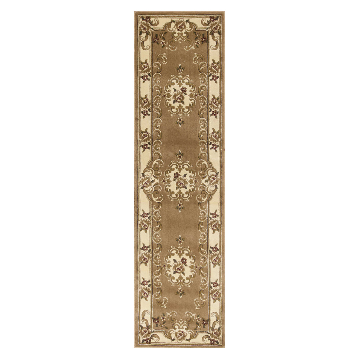 2' X 8' Beige Or Ivory Medallion Runner Rug