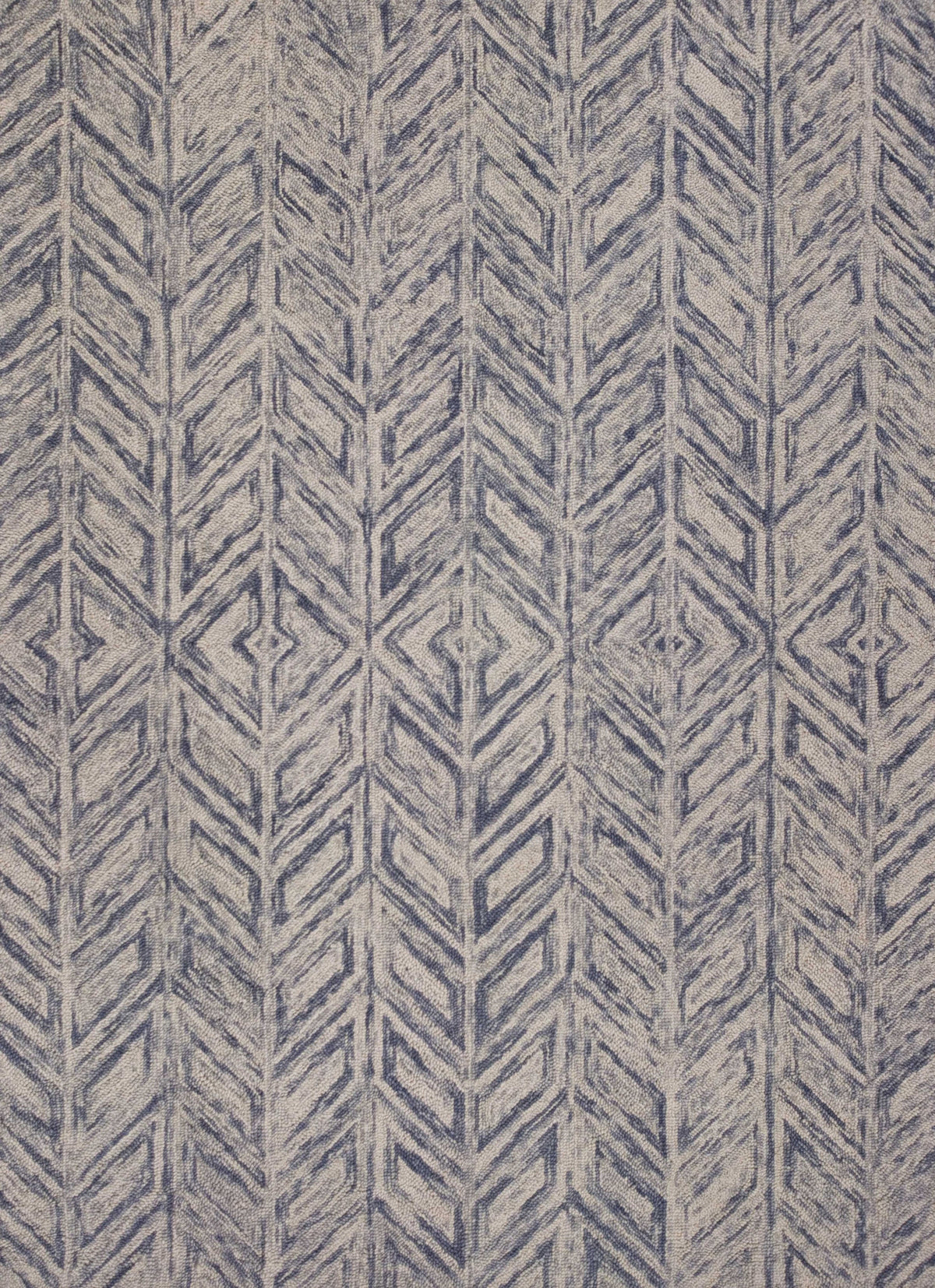 5'X7' Blue Hand Tufted Wool Herringbone Indoor Area Rug