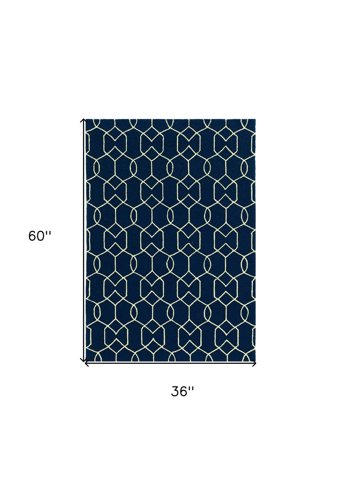 5' X 7' Navy Geometric Trellis Uv Treated Indoor Area Rug