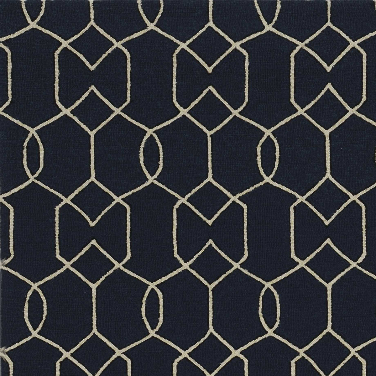 5' X 7' Navy Geometric Trellis Uv Treated Indoor Area Rug