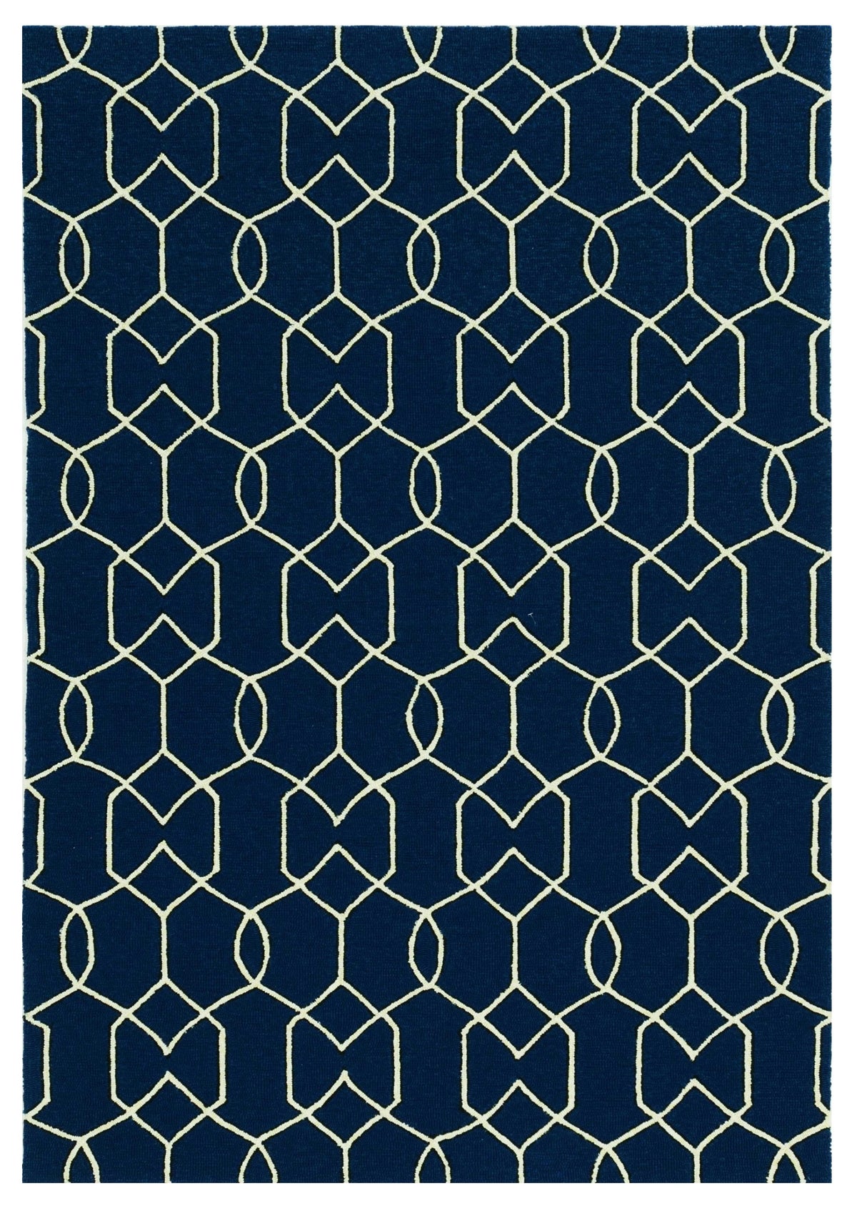 5' X 7' Navy Geometric Trellis Uv Treated Indoor Area Rug