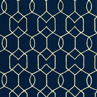 5' X 7' Navy Geometric Trellis Uv Treated Indoor Area Rug