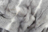 50" X 70" Gray and White Faux Fur Striped Plush Throw Blanket